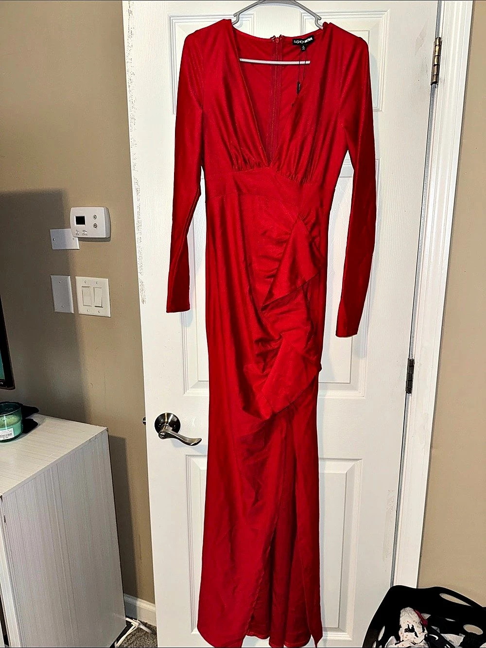 Fashion Nova Liliana Ruffle Maxi Dress Red Large